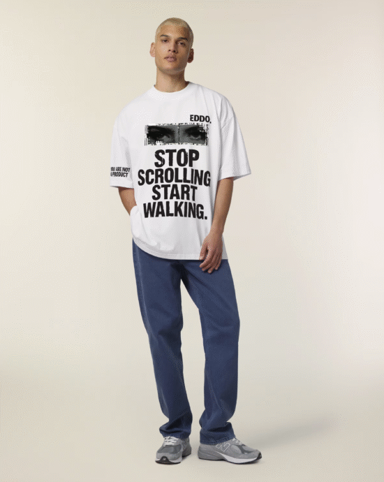 Freestyler Marškinėliai STOP SCROLLING BALTI